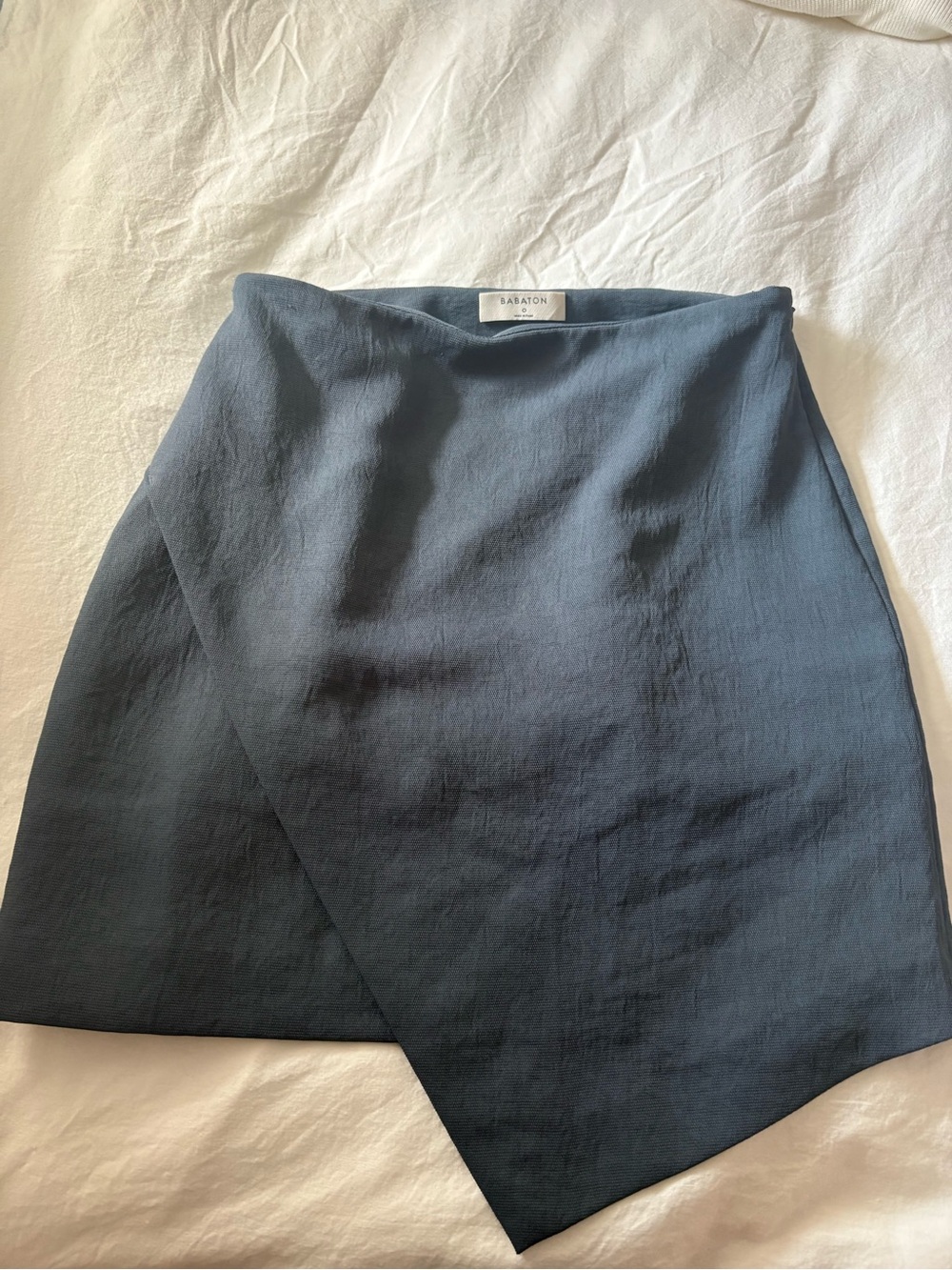 Aritzia Slate Blue Asymmetrical Wrap Skirt